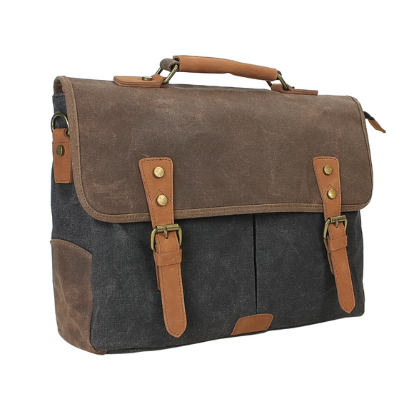 Cotton Wax Canvas Laptop Messenger Bag CM19GRY - Picture 1 of 6